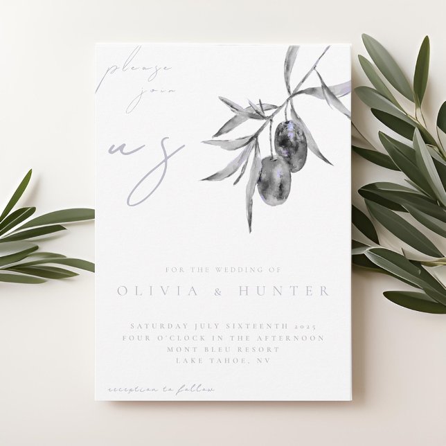 Elegant Watercolor Olive Gren bröllopsinbjudan (Skapare uppladdad)