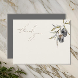 Elegant Watercolor Olive Gren Tack Kort