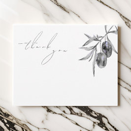 Elegant Watercolor Olive Gren Tack Kort