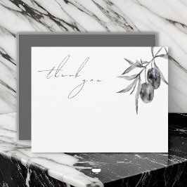 Elegant Watercolor Olive Gren Tack Kort