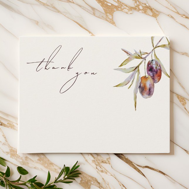Elegant Watercolor Olive Gren Tack Kort (Skapare uppladdad)