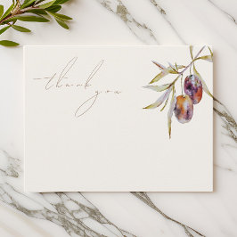 Elegant Watercolor Olive Gren Tack Kort