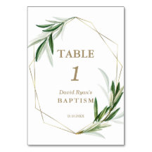 Elegant Watercolor Olive Löv Guld Baptism