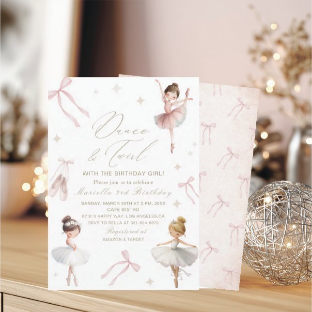 Elegant  Watercolor One 3rd Birthday tutu cute Gir Inbjudningar (Skapare uppladdad)