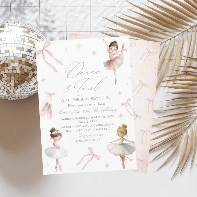 Elegant  Watercolor One 4th Birthday tutu cute Gir Inbjudningar (Skapare uppladdad)