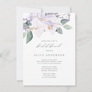 Elegant Watercolor Orchids Greenery Möhippa Brunch Inbjudningar