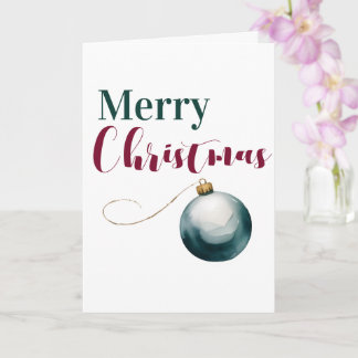 Elegant Watercolor Ornament Merry Christmas Card - Kort
