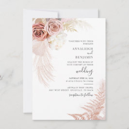 Elegant Watercolor Pampas Grass Terracotta Bröllop Inbjudningar