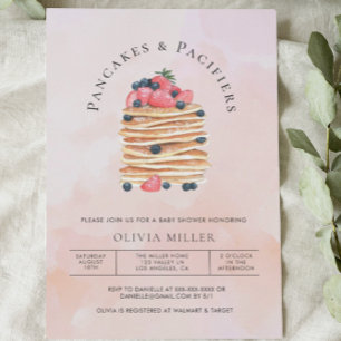 Elegant Watercolor Pancakes Brunch & Baby Shower Inbjudningar