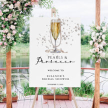 Elegant Watercolor Pärlor & Prosecco Bröllopsdusch