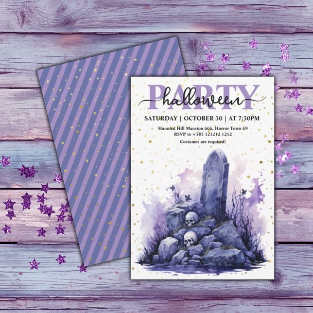 Elegant Watercolor Pastel Goth Halloween fest Inbjudningar (Skapare uppladdad)