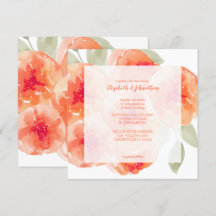 Elegant Watercolor Peach Peonies Blommigt Bröllop