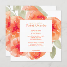 Elegant Watercolor Peach Peonies Blommigt Bröllop