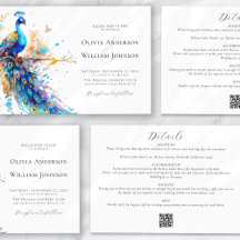 Elegant Watercolor Peacock alla i ett Bröllop