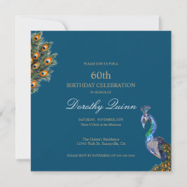 Elegant Watercolor Peacock Birthday Inbjudningar