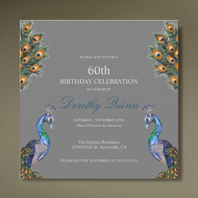 Elegant Watercolor Peacock Birthday Inbjudningar (Skapare uppladdad)