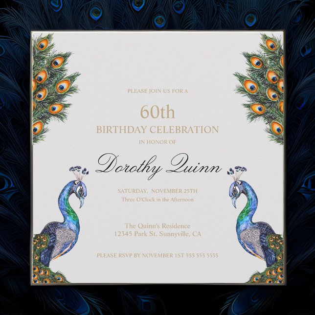 Elegant Watercolor Peacock Birthday Inbjudningar (Skapare uppladdad)