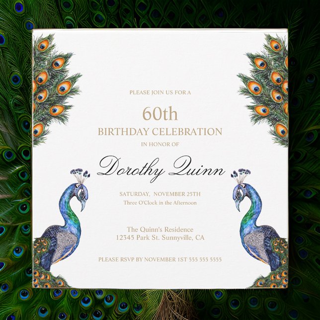 Elegant Watercolor Peacock Birthday Inbjudningar (Skapare uppladdad)