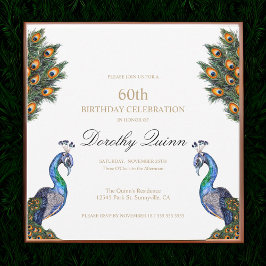 Elegant Watercolor Peacock Birthday Inbjudningar