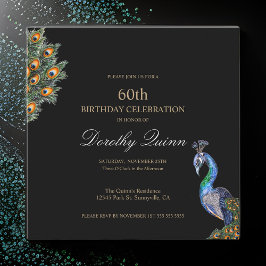 Elegant Watercolor Peacock Birthday Inbjudningar