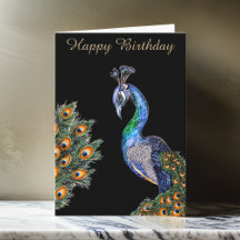 Elegant Watercolor Peacock Birthday