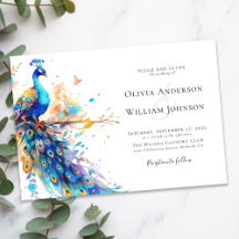 Elegant Watercolor Peacock Bröllop
