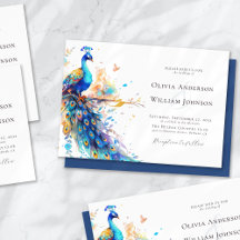 Elegant Watercolor Peacock Bröllop