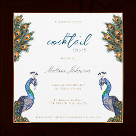 Elegant Watercolor Peacock Cocktail Party Inbjudningar