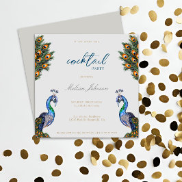 Elegant Watercolor Peacock Cocktail Party Inbjudningar