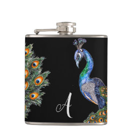 Elegant Watercolor Peacock Monogram Fickplunta