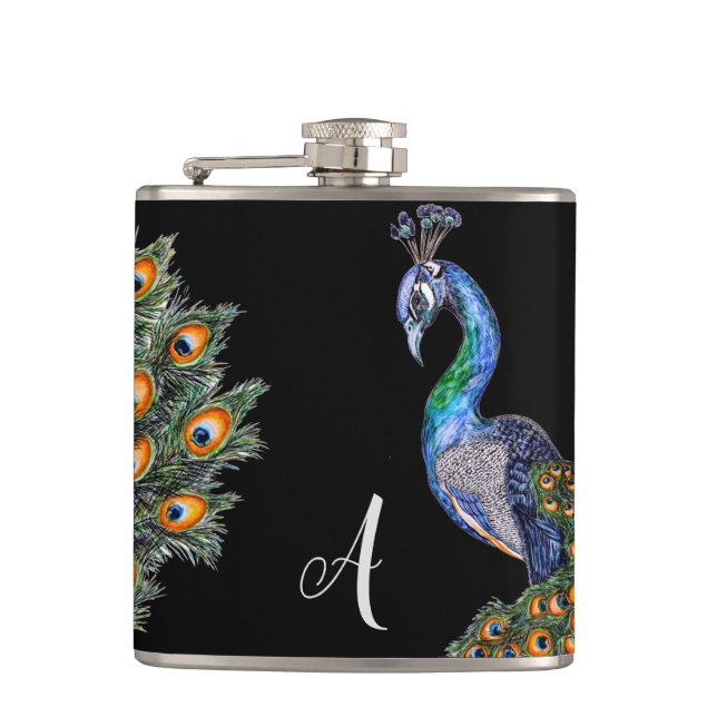 Elegant Watercolor Peacock Monogram Fickplunta (Framsidan)