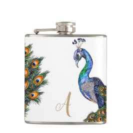 Elegant Watercolor Peacock Monogram Fickplunta