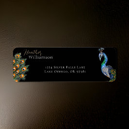 Elegant Watercolor Peacock Returadress Etikett