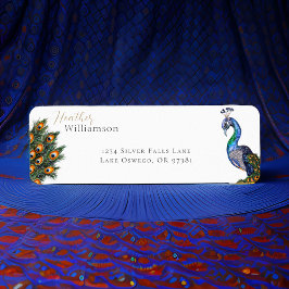 Elegant Watercolor Peacock Returadress Etikett