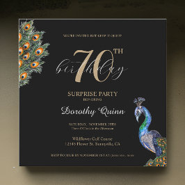 Elegant Watercolor Peacock Surprise Födelsedagsfes Inbjudningar