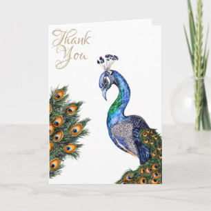 Elegant Watercolor Peacock Tack Kort
