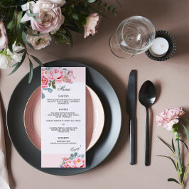 Elegant Watercolor Peonies Bröllop Meny