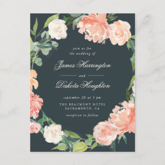 Elegant Watercolor Peonies & Eucalyptus Bröllop Inbjudan Vykort