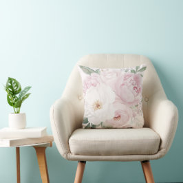 Elegant Watercolor Peony Flowers Kudde