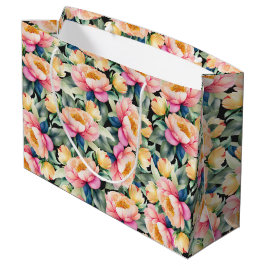 Elegant Watercolor Peony på Black