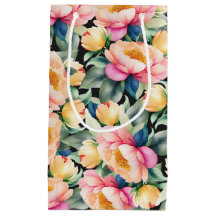 Elegant Watercolor Peony på Black