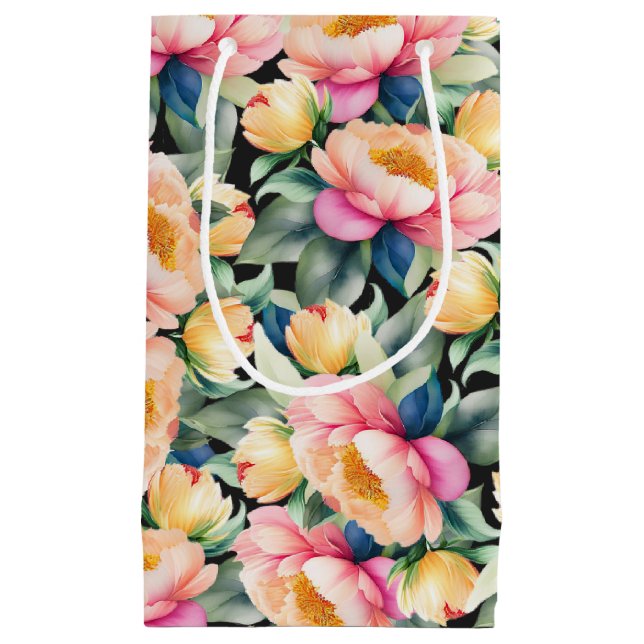 Elegant Watercolor Peony på Black (Framsidan)