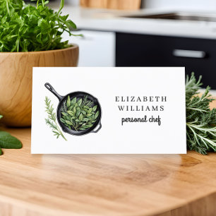 Elegant Watercolor Personal Chef QR-kod Visitkort