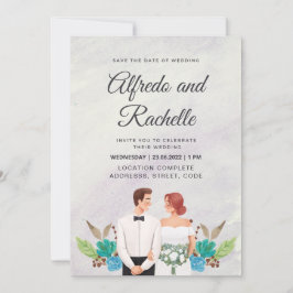 Elegant Watercolor Personligt bröllp Inbjudningar