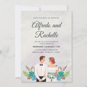 Elegant Watercolor Personligt bröllp Inbjudningar