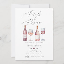 Elegant Watercolor Petals & Prosecco Möhippa Inbjudningar