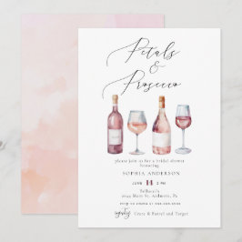 Elegant Watercolor Petals & Prosecco Möhippa Inbjudningar