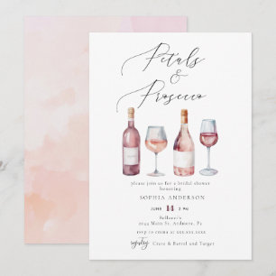 Elegant Watercolor Petals & Prosecco Möhippa Inbjudningar