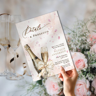 Elegant Watercolor Petals & Prosecco Möhippa Inbjudningar