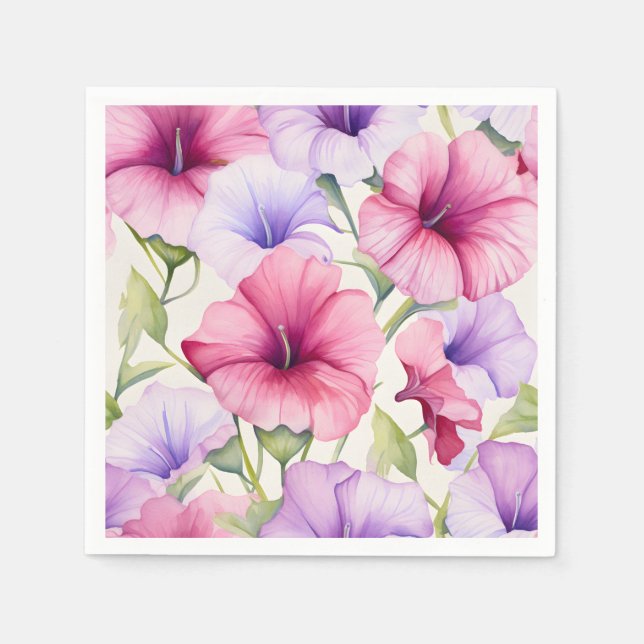 Elegant Watercolor Petunia Flowers Pappersservett (Framsidan)